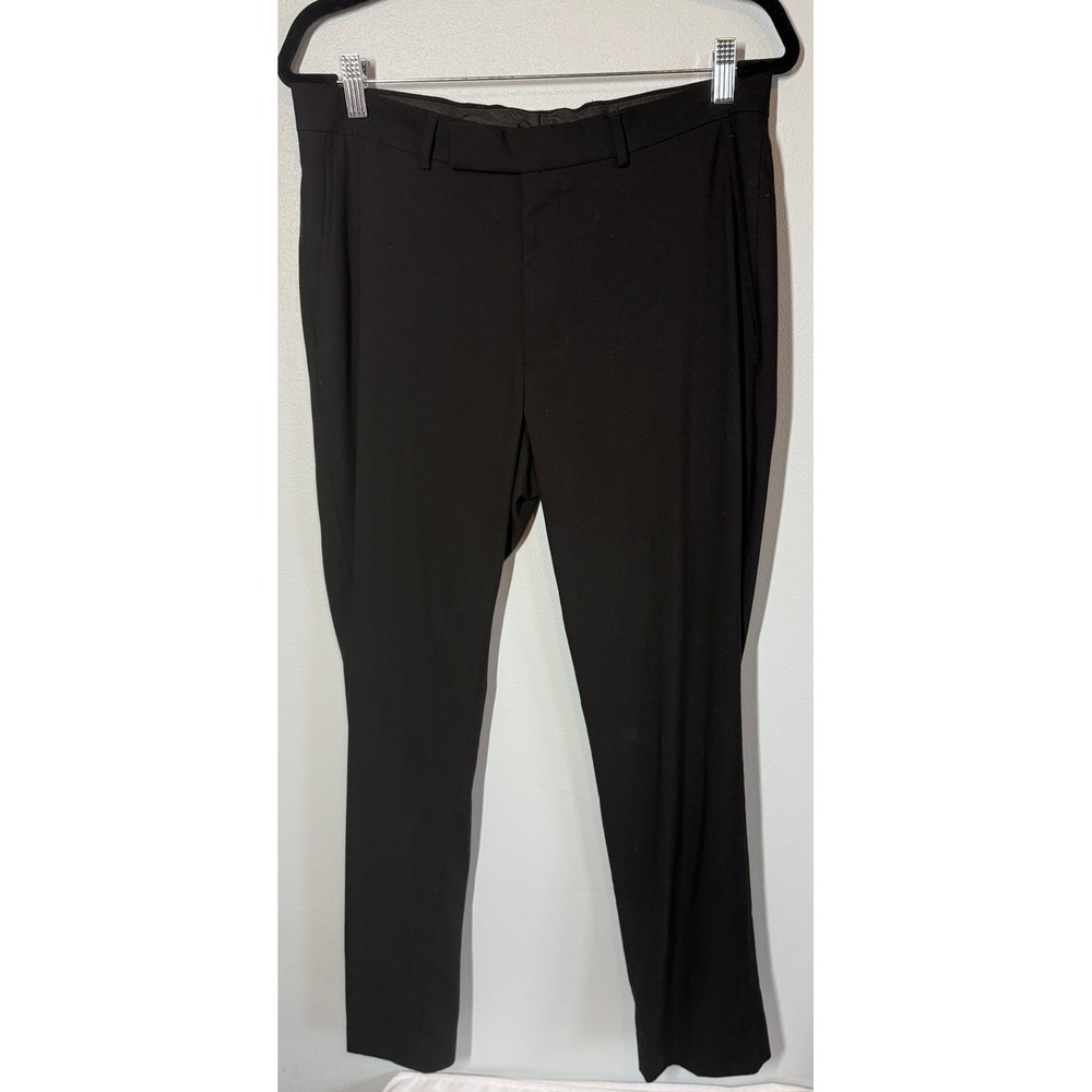 Mens Black Techni-Cole Dress Pants Flat Front Trousers Slacks 40x33